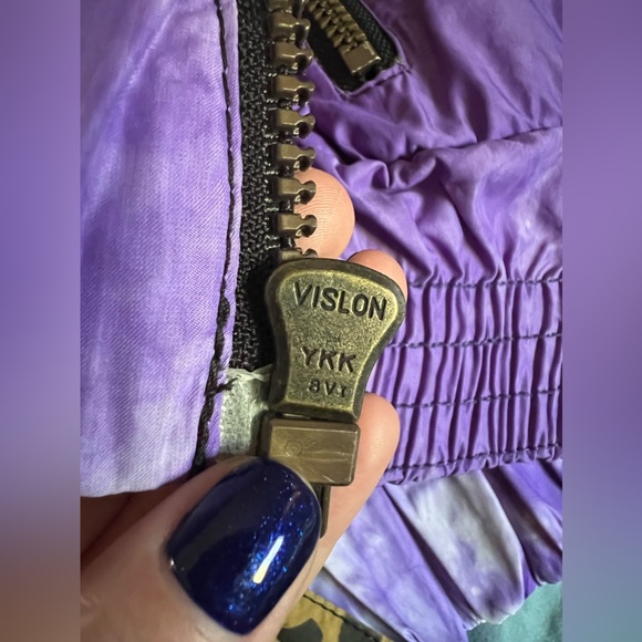 Vintage Dress the Bone Tie Dye Leopard Purple and Orange Quilted Ski Jac… - Picture 11 of 14